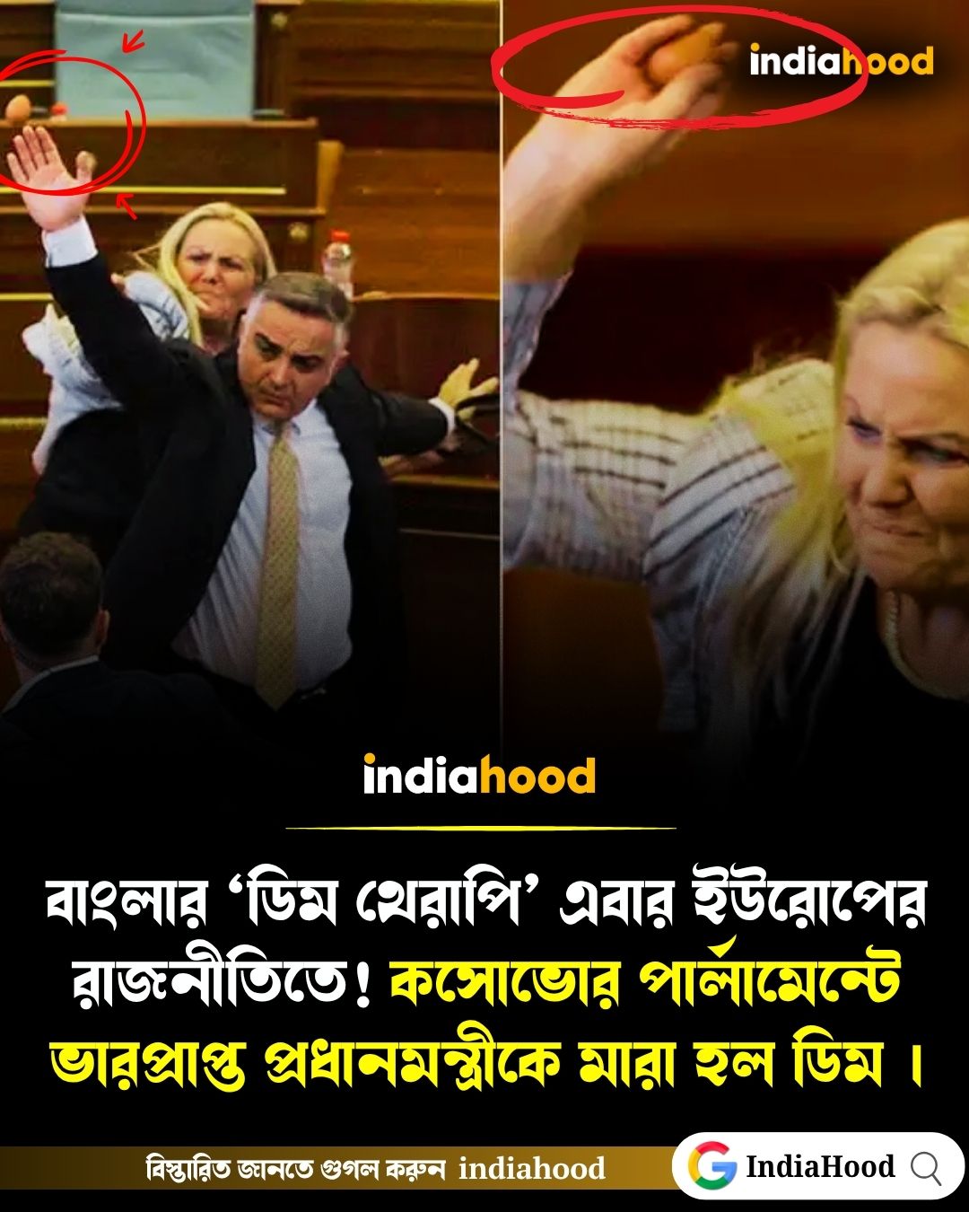 কসোভোর পার্লামেন্টে ভারপ্রাপ্ত প্রধানমন্ত্রীকে মারা হল ডিম ।